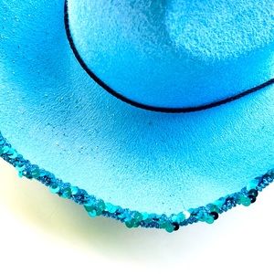 Blue Sequin Trimmed Cowboy Costume Hat
